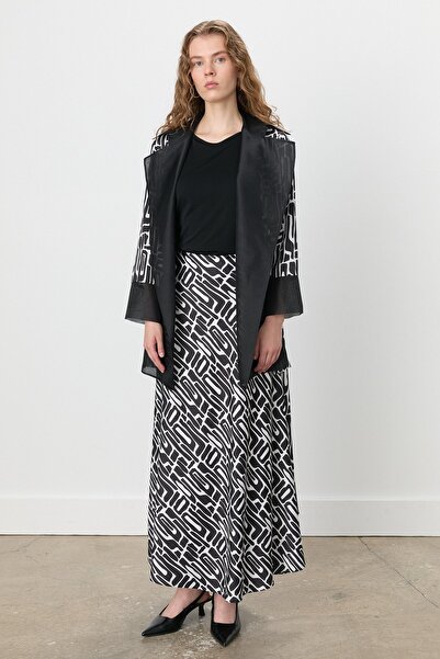 Nihan Desenli Saten Etek Siyah