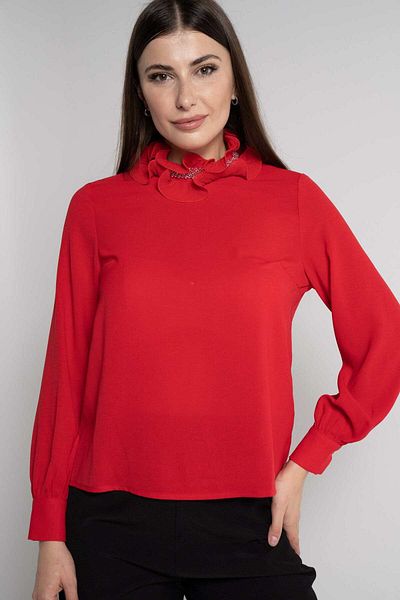 Nichii Women's Long-Sleeve Ruffled Collar Blouse