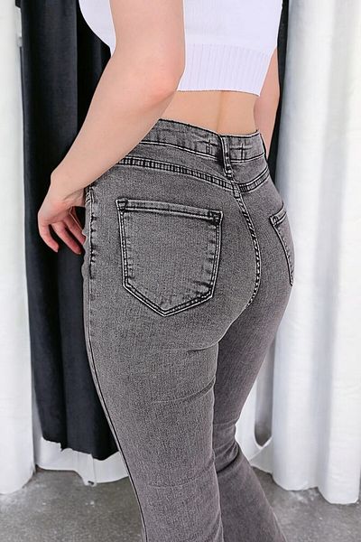 byhaziran butik Petronela Smoked Spanish Leg High Waist Lycra Women's Jeans