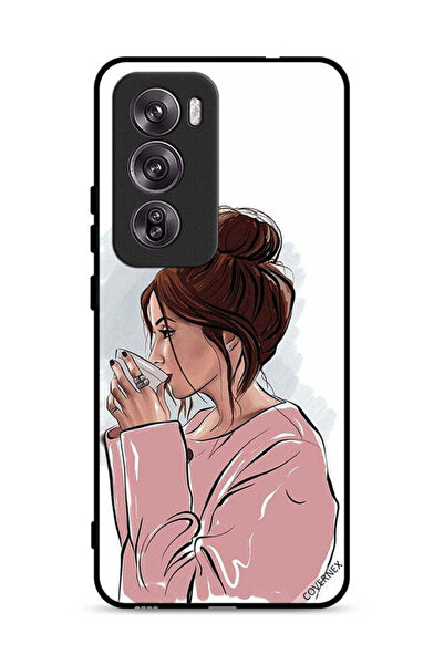 Covernex غطاء حماية لهاتف Oppo Reno12 Pro 5G برسومات فتاة تشرب الشاي