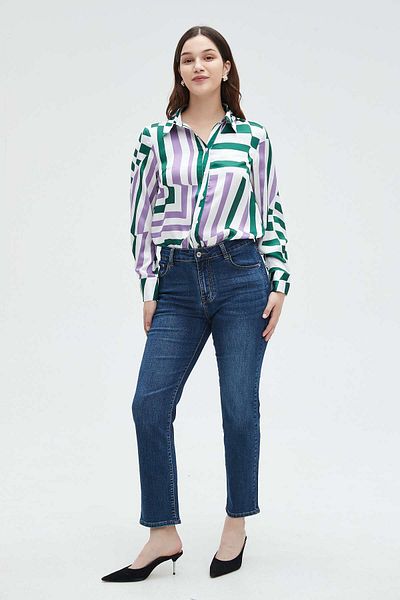 Nichii Striped Long Sleeve Women's Blouse