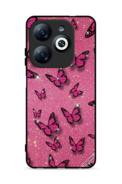 Covernex غطاء حماية لهاتف إنفينيكس سمارت 8 4G بنقشة الفراشات واللمعان