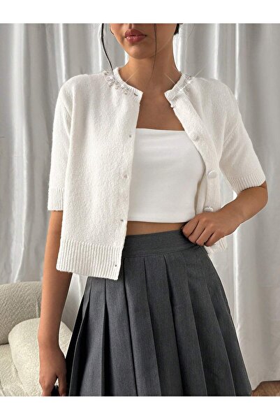 hidafashion Stone Detail Yumoş Knitwear Cardigan