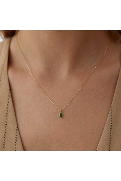 Cherry by Özkonak Yeşil Mineli Vintage Kolye
