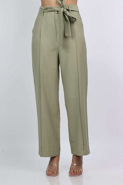 Nichii Women's Classic High-Waisted Pants with Long Ties