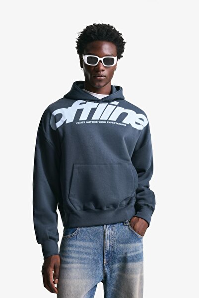 Bershka Baskılı kapüşonlu sweatshirt