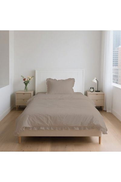 kesenegore 3 Piece Elastic Sheet Ranforce Fabric Ruffled Single Duvet Cover Set
