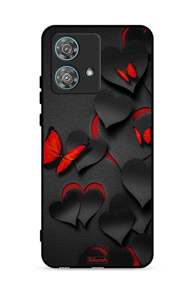 Tolwak غطاء حماية لهاتف موتورولا إيدج 40 نيو 5G بنقشة قلوب وفراشات