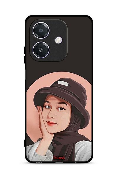 Tolwak غطاء حماية Oppo A3x 5G بتصميم فتاة قبعة لطيفة ورسم فني
