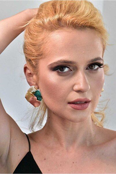 NARRU Cercei lucrati manual, verde, albastru, aramiu, auriu, Calisto