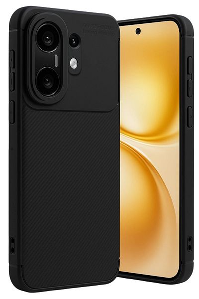 m.tk moveteck حافظة Vivo X200 Fe مع كاميرا محمية بنمط الكربون، غطاء سيليكون طويل الأمد لا يفقد اللون
