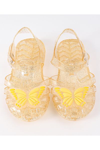 SAPS Glittery Sandals with Butterfly Applique - Yellow