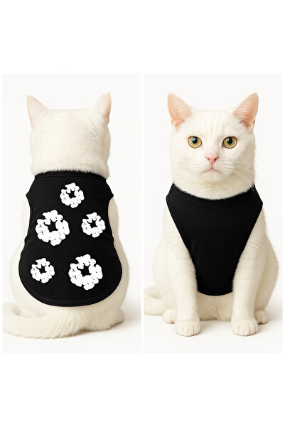 Buddy Store Cat Outfit Clothes Singlet - Denim Tears Printed Black Singlet - Size L