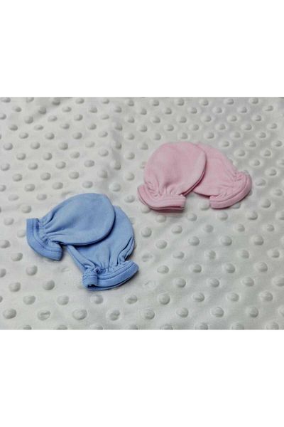 BERKAY Berkaysun Cotton Newborn Baby Gloves 1 Pair Blue + 1 Pair Pink