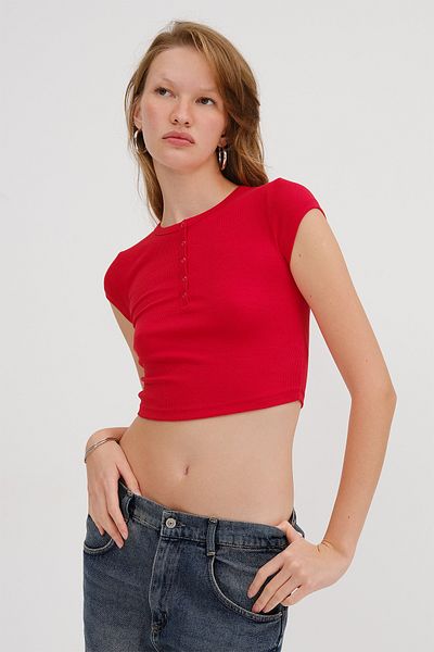 Addax Modal T-Shirt with Snap Collar P0346-İ12