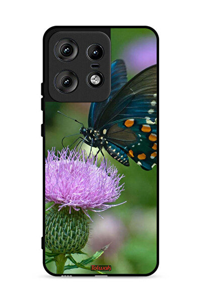 Tolwak غطاء حماية لهاتف موتورولا إيدج 50 برو 5G بتصميم فراشة على زهرة