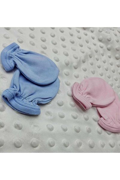 BERKAY Berkaysun Cotton Newborn Baby Gloves 1 Pair Blue + 1 Pair Pink