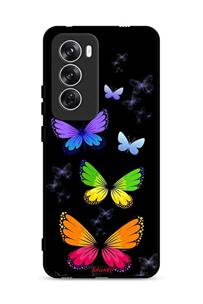 Tolwak غطاء حماية لهاتف Oppo Reno12 5G بنقشة فراشات ملونة