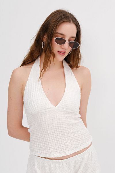 Addax Backless Textured Blouse B18510