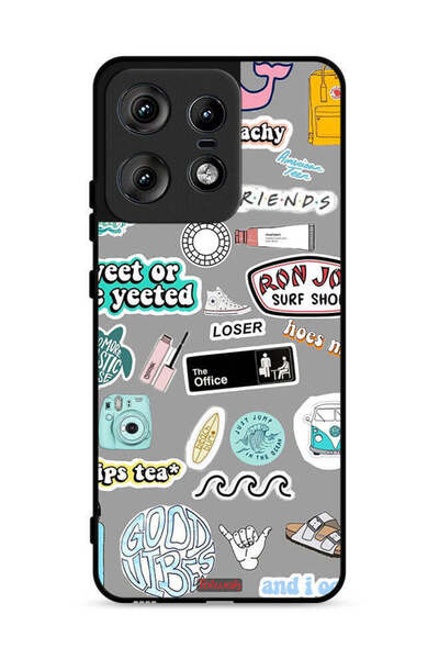 Tolwak غطاء حماية لهاتف موتورولا إيدج 50 برو 5G بملصقات Good Vibes