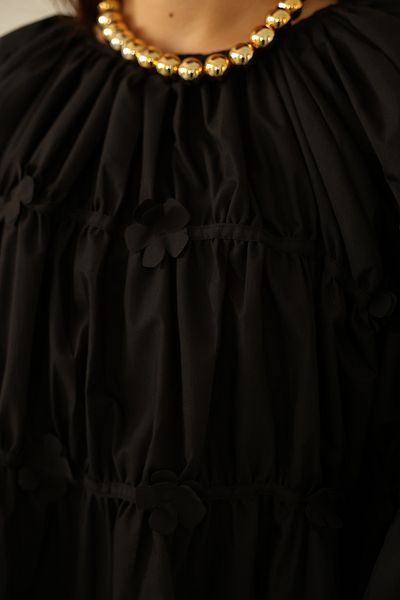 Vegove Daisy Flower Tunic Black