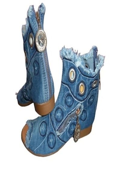 blue moon - Women's Denim Boots, Blue Denim, Size 40 EU