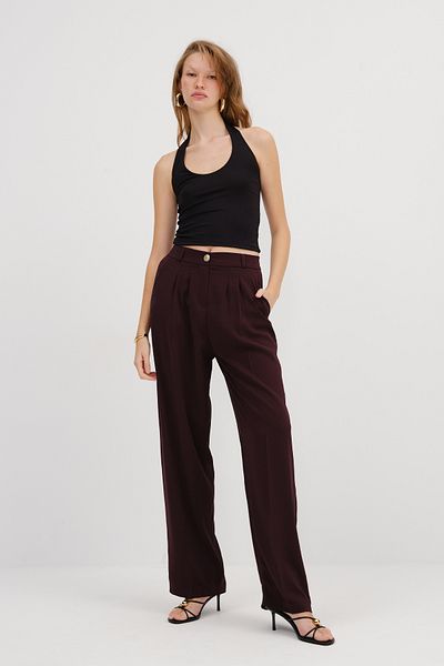 Addax Gold Button Wide Leg Trousers Pn51078-L5