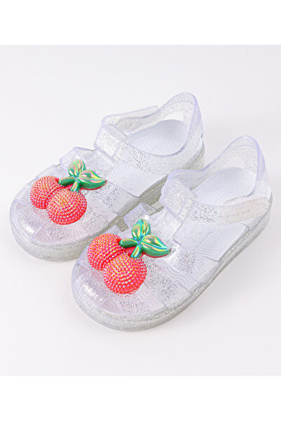 SAPS Sandals with Cherry Applique - Crystal & Red