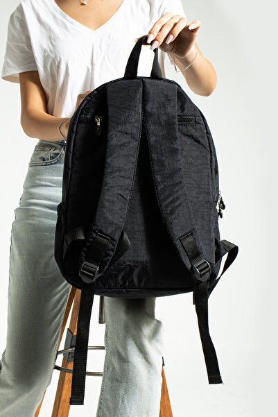 NEMO BAGS Black Unisex School Bag, Crinkle Waterproof Fabric, Laptop Travel Backpack, 24 Lt, 40X30Cm