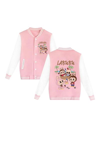 MECH BUTİK Labubu Printed Pink College Jacket