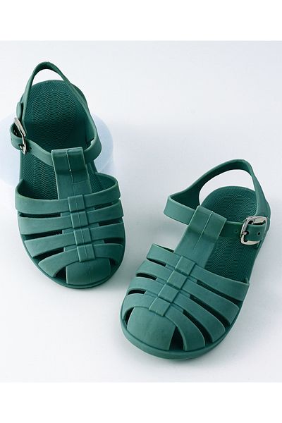 SAPS Buckle Closure Sandals - Dark Green