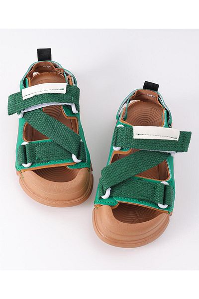 SAPS Textured Strap Sandals - Green