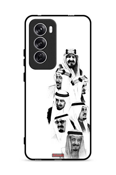 Tolwak غطاء حماية لهاتف Oppo Reno12 5G، فن ملوك السعودية، أبيض وأسود