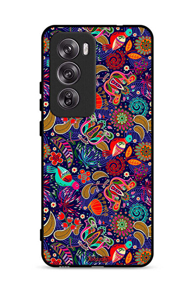 Tolwak غطاء حماية لهاتف Oppo Reno12 Pro 5G بنقشة أوراق طيور وزهور ملونة