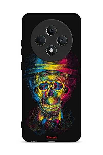Tolwak غطاء حماية لهاتف Oppo Reno12 F 5G بتصميم جمجمة وقبعة ملونة وفن خيالي