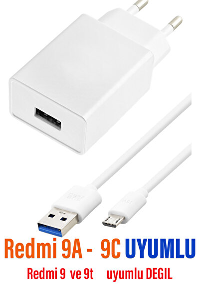 EXENAR Xiaomi Redmi 9A Redmi 9C Uyumlu Şarj Aleti ve Kablosu 5V 2.4A 12W