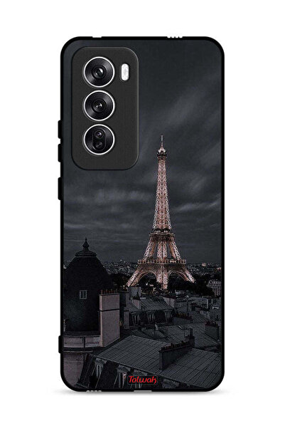 Tolwak غطاء حماية لهاتف Oppo Reno12 5G بتصميم برج إيفل في الليل