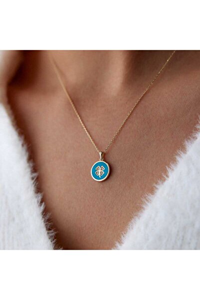 Cherry by Özkonak Mavi Mineli Yonca Kolye