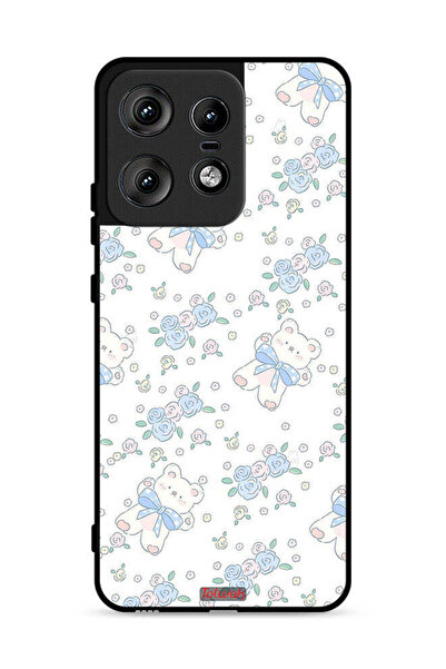 Tolwak غطاء حماية لهاتف موتورولا إيدج 50 برو 5G مع دب تيدي لطيف وأيقونة زهور