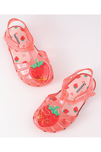 SAPS Sandals with Strawberry Applique - Red