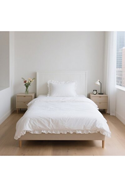 kesenegore 3 Piece Elastic Sheet Ranforce Fabric Ruffled Single Duvet Cover Set