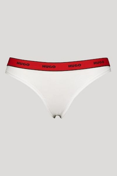 HUGO , Chiloți tanga cu logo, roșii, albi, XS
