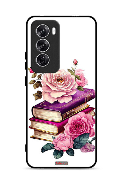 Tolwak غطاء حماية لهاتف Oppo Reno12 5G بنقشة الورود والكتب