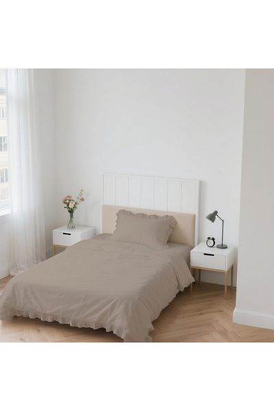 kesenegore 3 Piece Elastic Sheet Ranforce Fabric Ruffled Single Duvet Cover Set