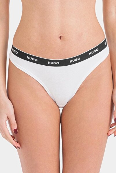 HUGO , Set of thong panties with logo - 3 pairs, White, Blue, S