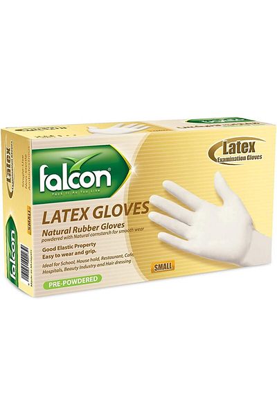 Falcon Latex Gloves (Small) Pre-Powdered - 100 Pieces