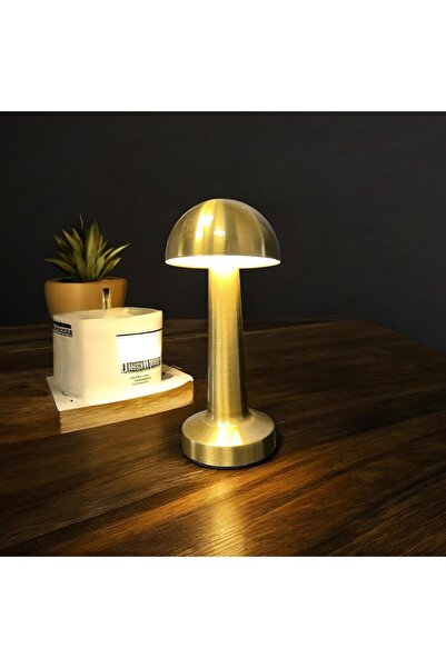 sgeteknoloji GOLD ALTIN MANTAR DESENLİ 3 RENK DOKUNMATİK MASA LAMBASI GOLD ŞA...