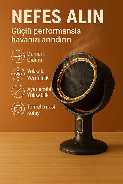 TECHNOMEN Şarjlı Hava Temizleyici Mini Masa Üstü Hava Emici Sigara Kokusu Neg...