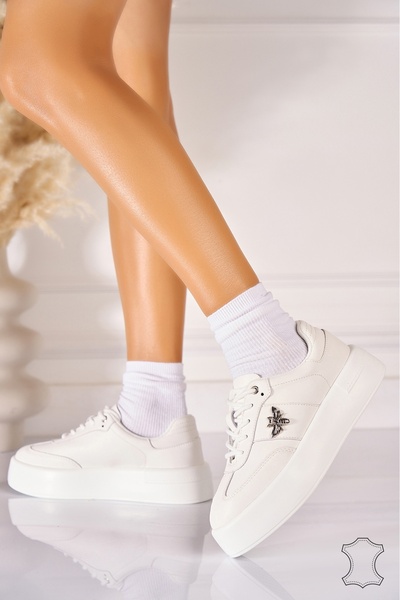 Joana Λευκά αθλητικά παπούτσια Amaira από φυσικό δέρμα