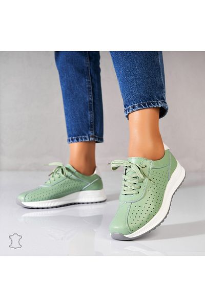 Joana Maryjane Green Genuine Leather Sneakers